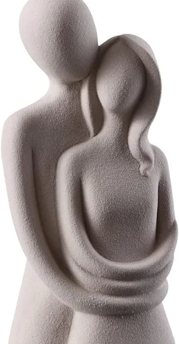 Miniatura 3 de HYFAN Estatua de amor abrazando pareja cerámica decoración romántica adorno figura regalo escultura significativa para dormitorio, hogar, oficina