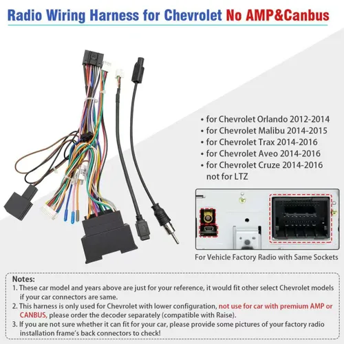 Miniatura 2 de Kit de arnés de cableado de radio de 44 pines de reemplazo para Chevrolet Malibu Trax Cruze Aveo Orlando, conector estéreo ISO de 16 pines