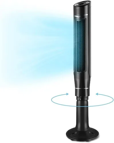 Optimus F-7588 F-7588 Ventilador de torre oscilante de 80 vatios y 59 pulgadas con control remoto y pantalla LED, color negro