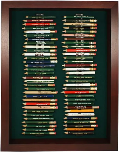 Miniatura 3 de Estuche de exhibición de lápices de golf Eureka Contiene 64 lápices de golf redondos o hexagonales Acabado en nogal Fabricado en Estados Unidos