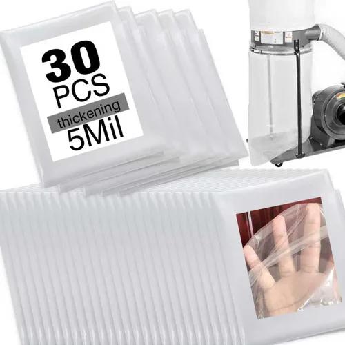 KIKINIKO Paquete de 30 bolsas transparentes de 0.197 in de grosor y 19.5 pulgadas de diámetro para colector de polvo, 31 pulgadas de ancho y 40