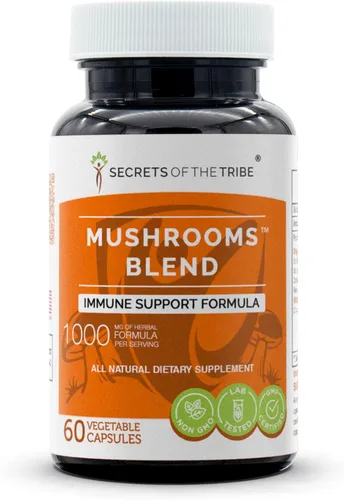 Secrets of the Tribe - Mezcla de hongos, fórmula de apoyo inmunológico, mezcla de suplementos herbales (60 cápsulas)