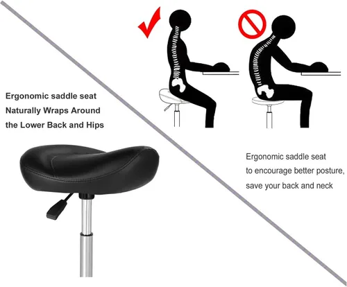 Miniatura 4 de Kaleurrier Taburete ergonómico giratorio con ruedas, hidráulico de elevación neumática, altura ajustable, silla ligera para clínica, peluquería