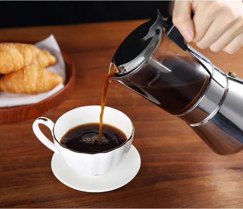 Miniatura 7 de Geesta Premium Cafetera de Espresso para Estufa con Tapa de Cristal - 4/6/9 Tazas - Cafetera de Acero Inoxidable - 240ml/8.5oz/6 tazas