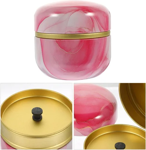 Miniatura 5 de Luxshiny Bote de té de hojas sueltas de estilo japonés portátil para almacenamiento de té, tarro de hojalata redondo decorativo para alimentos secos