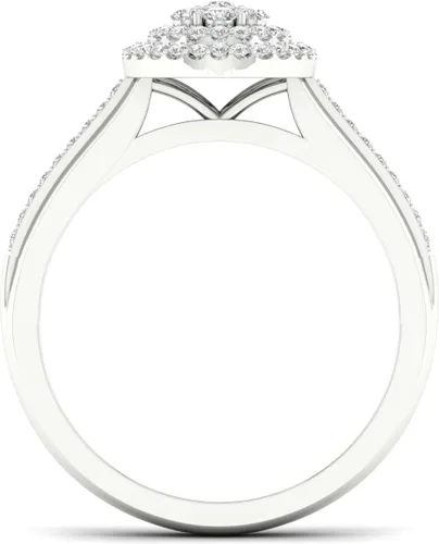 Miniatura 3 de Juego de novia de plata de ley 13 quilates TDW con halo de diamante (I-J, I2)