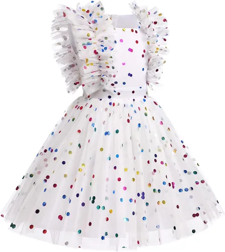 Miniatura 2 de Vestido de fiesta de cumpleaños para niñas, mariposa, margaritas, lunares, bordado, princesa, tul, boda, concurso, vestido de noche