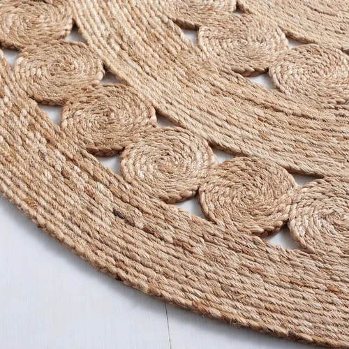 Miniatura 4 de SAFAVIEH NFB250A - Alfombra redonda de fibra natural, 3 pies, redonda, natural, hecha a mano, estilo bohemio, con encanto de yute