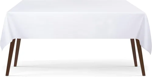 Ramanta Home Mantel rectangular blanco de 60 x 84 pulgadas, mantel de tela de poliéster lavable, resistente a las manchas y a las arrugas, para