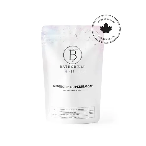 Miniatura 2 de Bathorium Midnight Superbloom Crush, baño de flores silvestres, lavanda, rosa, flor de guisante de mariposa, jazmín, sal del mar muerto, 21 onzas
