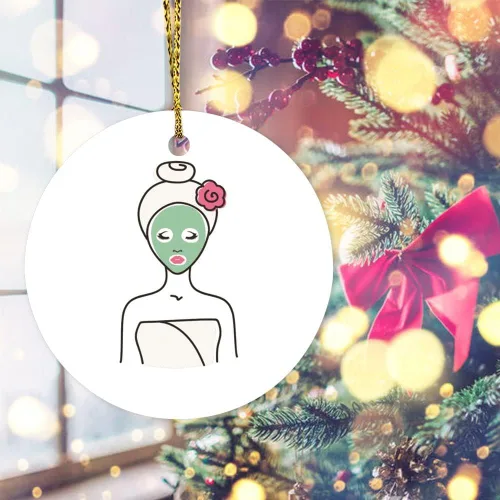Miniatura 4 de Adornos de Navidad personalizados Spa Facial Mujer Adorno de cerámica Decoración del hogar Adornos colgantes Fiesta de Navidad Festival Tradicional