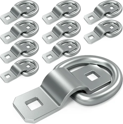 Miniatura 8 de 6 anillos en D de 3/8 pulgadas, resistentes anclajes de amarre para camiones, ganchos de acero de 6000 libras para remolques, barcos, camionetas