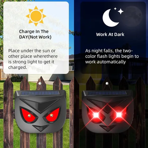 Miniatura 6 de Repelente solar de animales actualizado 2025 para exteriores, disuasorio de coyote para patio, luces disuasorias nocturnas efectivas para ojos