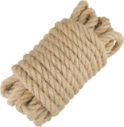 jijAcraft Cuerda de yute: 1/2 pulgada, 33 pies x 0.472 in de grosor, resistente, fuerte, natural, para manualidades, poste rascador de gatos,