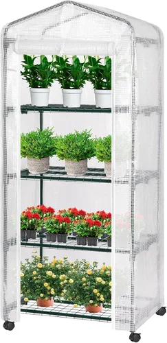 Miniatura 13 de VIVOSUN Invernadero portátil para caminar de 49 x 49 x 63 pulgadas, con cubierta de PVC y base desmontable, emergente instantáneo y plegable, mini