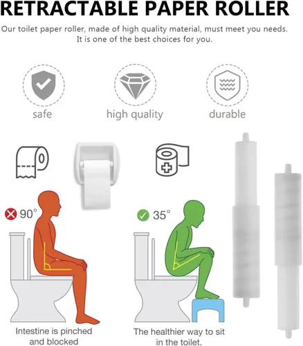 Miniatura 6 de EXCEART Paquete de 2 soportes universales para rollo de papel higiénico, eje retráctil con resorte para baño, hogar, hotel, caravana, oficina, uso