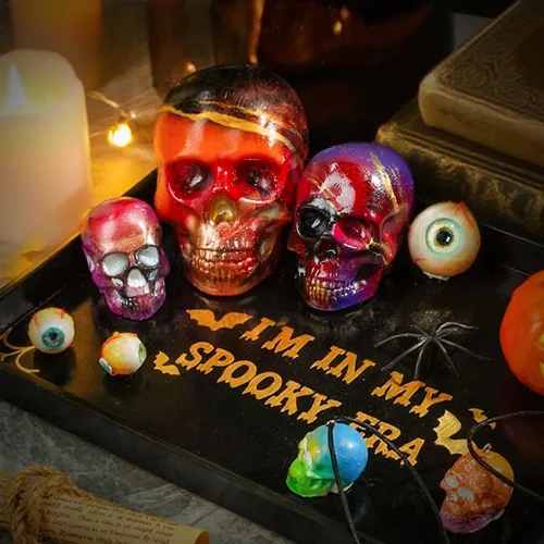 Miniatura 2 de Moldes de resina 3D de calavera de LET'S RESIN, juego de 4 tamaños de moldes de silicona de calavera para resina epoxi, cera de vela, jabón