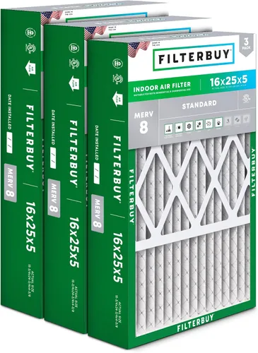 Miniatura 17 de Filterbuy Filtro de aire MERV 8 Essential Dust & Allergy Defense de 10 x 17 x 2 (paquete de 3), filtros exteriores plisados electrostáticos