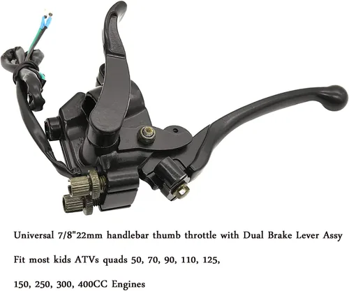 Miniatura 6 de Acelerador de pulgar de 7/8 de pulgada y 0.866 in compatible con 50 cc, 90 cc, 150 cc, 250 cc, ATV, Roketa, Taotao, Sunl Kazuma Go Kart, con cable