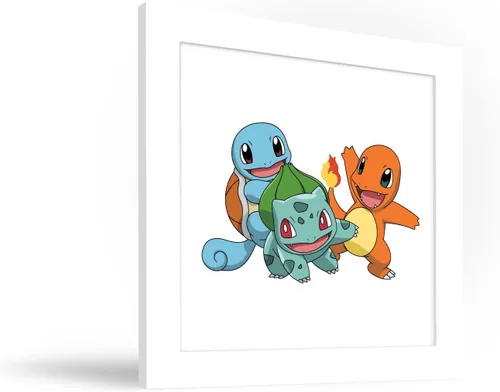 Miniatura 2 de Gallery Pops Pokemon - Bulbasaur, Charmander, Squirtle - Arte de pared con marco blanco, 12 x 12 pulgadas Versión enmarcada en blanco