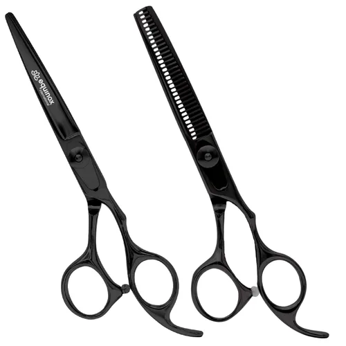 Miniatura 16 de Equinox International, Serie profesional de filo de afeitado - Juego de tijeras para cortar y adelgazar y texturizar el cabello, 6.5 pulgadas, acero