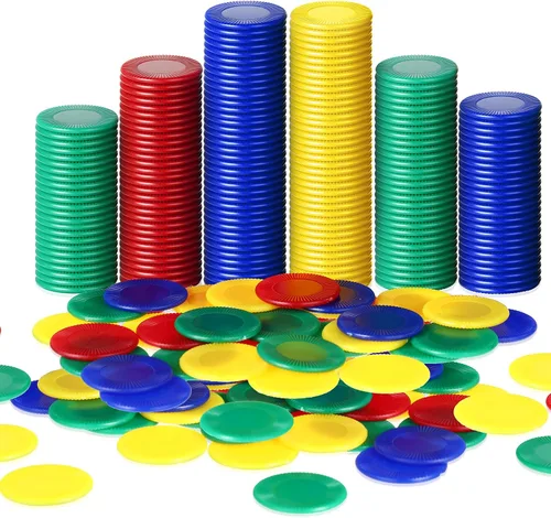 Skylety 400 fichas de póquer de plástico Fichas de juego de 4 colores para niños jugando aprendiendo matemáticas contando juegos de bingo tarjeta en