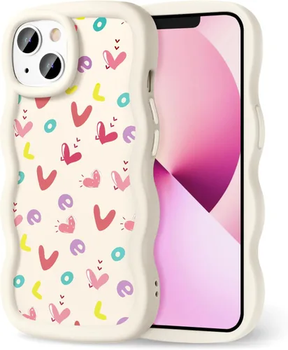 Miniatura 203 de Compatible con iPhone SE/8/7 Funda para Mujeres y Niñas, Marco Ondulado Rizado con Patrón Lindo, Estética Delgada Suave Silicona TPU Parachoques