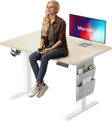 Marsail - Escritorio eléctrico de pie, de 40x24 pulgadas, de altura ajustable, para oficina en casa y juegos, con 4 ajustes preestablecidos de