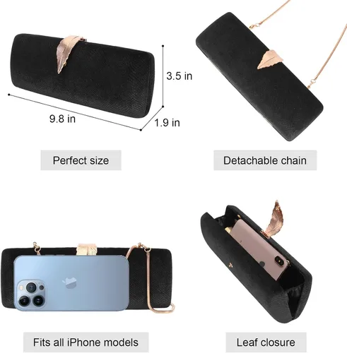 Miniatura 4 de Hupifaz Bolso de mano de noche - Pequeño bolso de mano para mujer, boda y fiesta, bolso de noche formal para mujer, Blanco