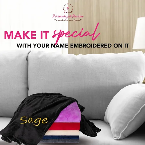 Miniatura 2 de Mantas personalizadas para adultos, manta personalizada con nombre bordado o monograma, funda de manta de forro polar suave para cama y sofá