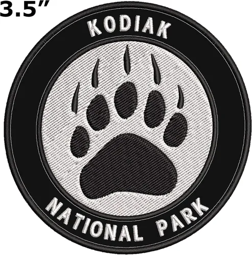 Miniatura 2 de Kodiak Parque Nacional Garra de Oso Bordado Premium Parche de alta calidad para planchar o coser, insignia decorativa, emblema de vacaciones