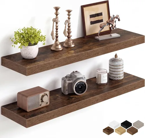 Miniatura 69 de Fun Memories Estantes flotantes de 16 pulgadas para pared, estantes de 8 pulgadas de profundidad para baño, dormitorio, cocina, montaje en pared