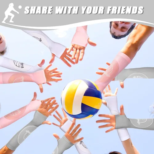 Miniatura 2 de Yinder 3 pares de mangas deportivas de voleibol para jóvenes voleibol muñequera protección almohadillas y agujero para el pulgar