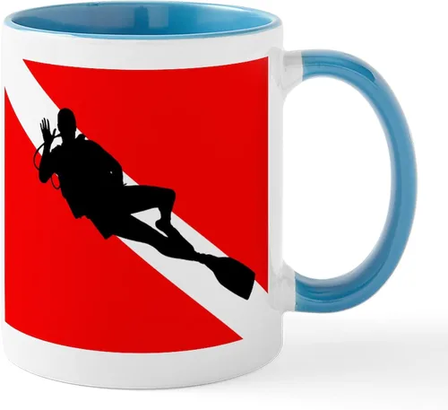 Miniatura 44 de CafePress Scuba Flag Diver Taza de café de cerámica de 11 oz (11.0 fl oz)