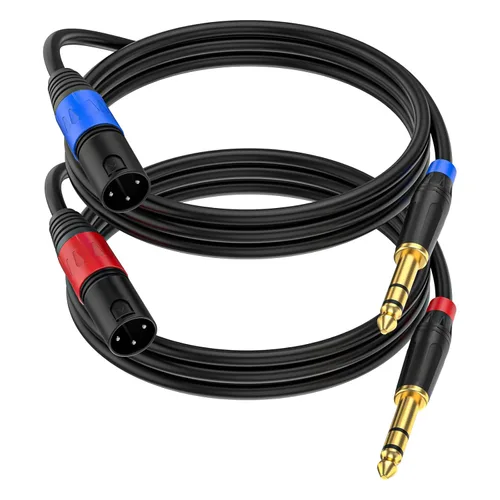 Miniatura 9 de Pack de 2 Cables XLR Hembra a 1/4 Pulgada 6,35 mm TRS Mono Jack para Micrófono Dinámico, 1,6 Pies, Negro, Cable de Micrófono XLR Hembra Equilibrado