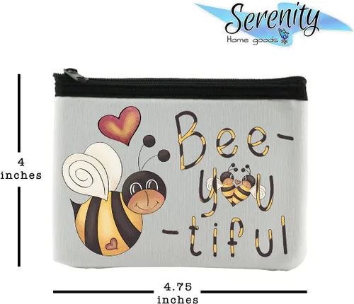 Miniatura 2 de Bee-You-Tiful Coin Purse Wallet Pouch For Women Small Card Change Bag With Zipper Mini Travel Purse For ID Case Makeup Card Novelty Bag