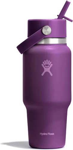 Miniatura 59 de Hydro Flask Botella de agua de viaje – Acero inoxidable aislado – Tapa ancha con pitillo, antiderrames, a prueba de fugas en 24 oz Trillium Pink