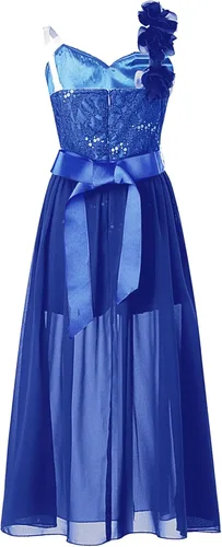 Miniatura 3 de Vestido de mameluco para niña de flores, vestido de dama de honor de princesa con vuelo de un hombro