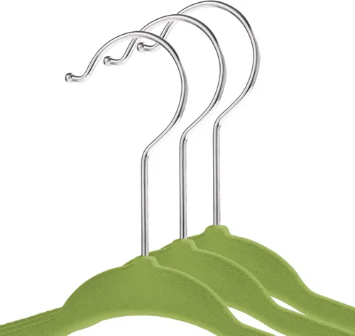 Miniatura 2 de Casafield 50 perchas de terciopelo para bebé, tamaño de 11 pulgadas, para ropa de bebés y niños pequeños, color verde lima