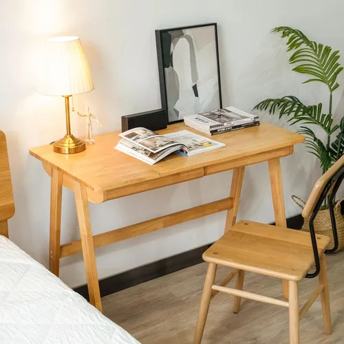 Miniatura 3 de Escritorio para computadora con cajones, escritorio de madera maciza, escritorios de oficina en casa modernos de mediados de siglo, mesa de estudio