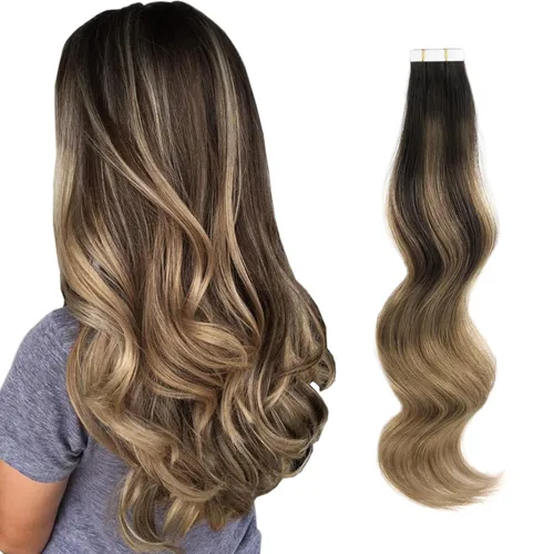 Miniatura 27 de ABH AMAZINGBEAUTY HAIR Extensiones de cinta de cabello humano Remy real, Remi, extensiones de cabello negro con pegamento en trama de piel