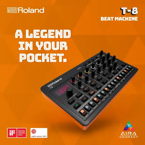 Miniatura 2 de Roland AIRA Compact T-8 BEAT MACHINE Máquina de ritmo y bajo ultraportátil con sonidos Roland genuinos Secuenciador de batería TR-REC Seis