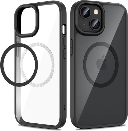 Miniatura 14 de VEGO Funda para iPhone 13 y iPhone 14, con imanes integrados, parte trasera de policarbonato duro transparente + funda delgada de TPU suave