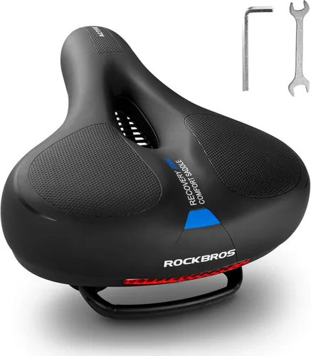 Miniatura 12 de ROCKBROS Asiento de bicicleta cómodo para bicicleta de montaña, accesorios para hombres y mujeres, cojín de asiento de bicicleta ancho suave