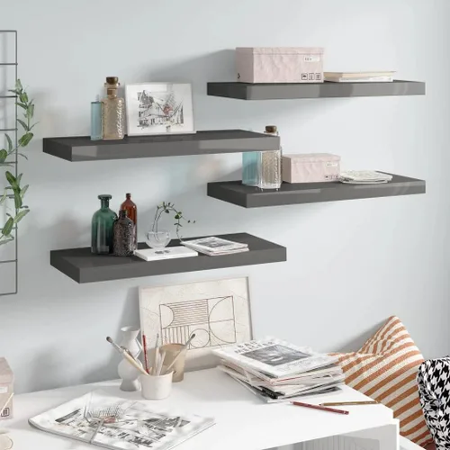 Miniatura 40 de Estantes flotantes de pared, juego de 4 estantes decorativos para montar en la pared, estante colgante con soportes invisibles para decoración