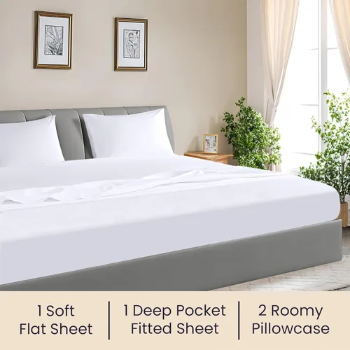 Miniatura 2 de SGI Bedding 108" x 108" Juego de sábanas de 4 piezas de tamaño Alaskan King de 1000 hilos 100% de algodón egipcio - Sábanas de bolsillo profundo