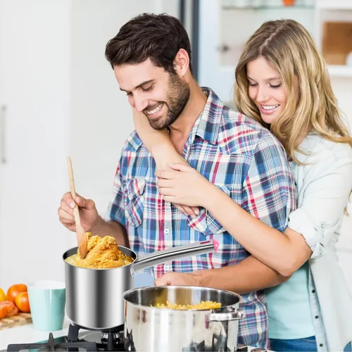 Miniatura 4 de Olla para freír con cesta coladora, olla de acero inoxidable con tapa y asa, mini freidora de aceite de 1.8 litros, freidora portátil, freidora