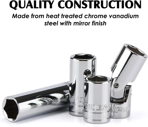 Miniatura 4 de MIXPOWER 5 piezas de enchufe de 1/4" de 6 puntos de tamaño único de 10 mm, juego de enchufes de 10 mm, enchufe magnético, junta universal, enchufe