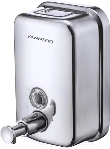 Dispensador de jabón comercial de acero inoxidable con montaje en pared, manual, bomba líquida a prueba de óxido y sin fugas para baño (17 oz / 500