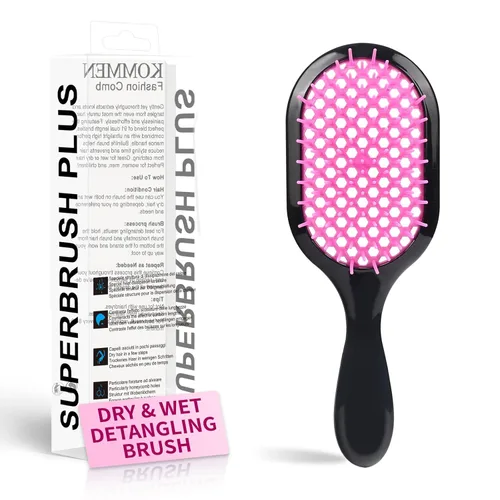 Miniatura 13 de Cepillo desenredante, paquete de 2 cepillos desenredantes, desenredante suave y eficaz en tipos de cabello frágil húmedo o seco, ultraligero, Rosa